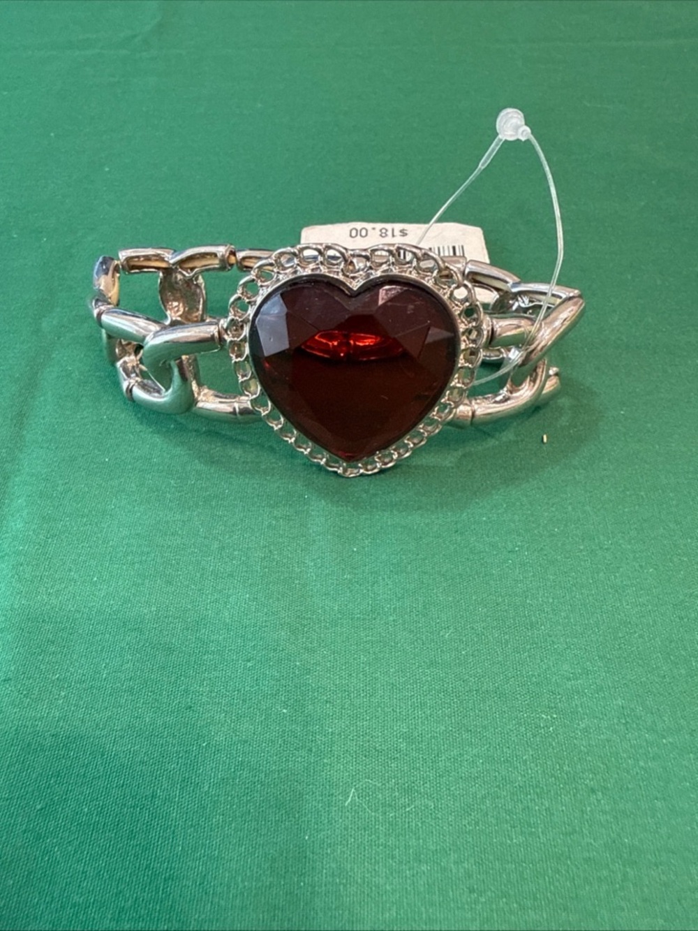 jcpenney Silver-Tone Bracelet with Red Heart Gem